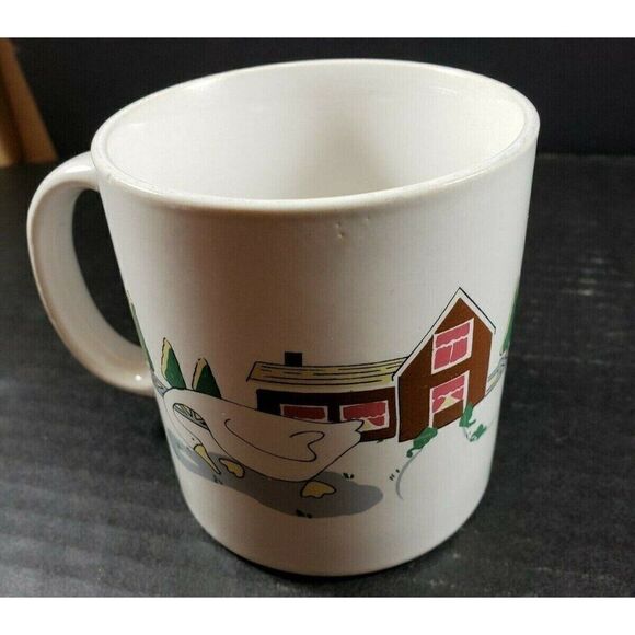 Vintage Set Farmhouse Ceramic Coffee Mugs Farm Animals Barn Sheep Geese Country - Picture 5 of 9
